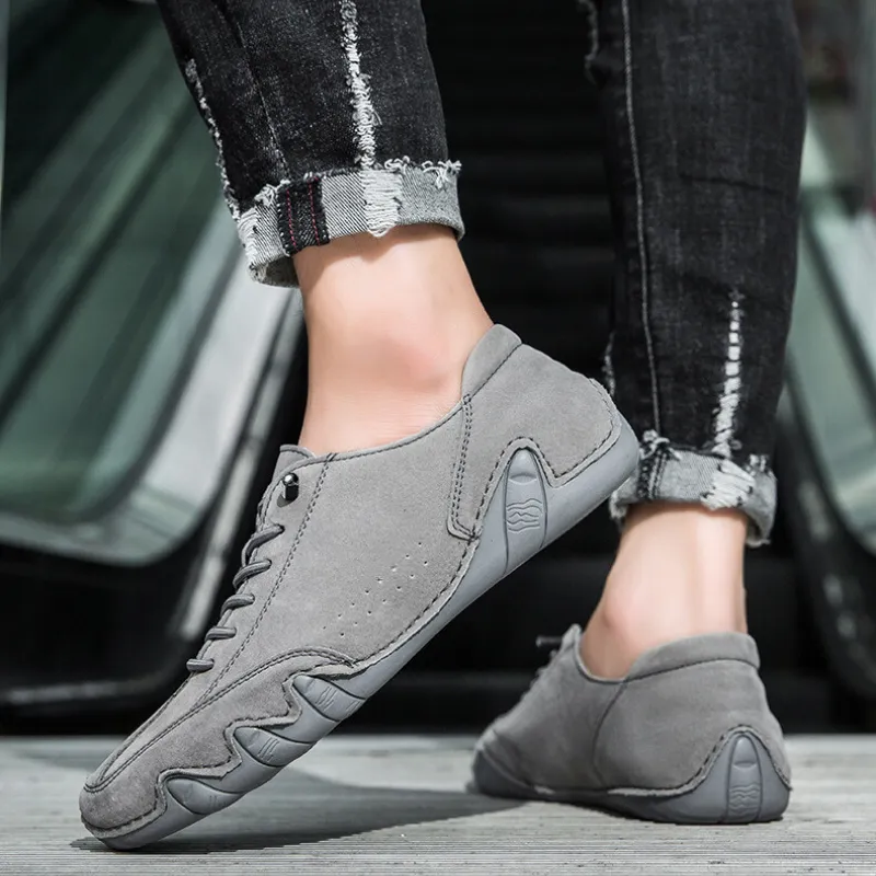 Cuzcare Orthopedic Men Shoes Comfortable Anti-slip Suede Leather Slip on Loafer Shoes