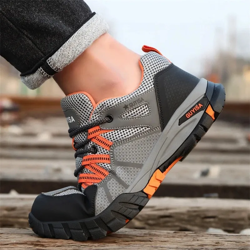 Cuzcare Orthopedic Shoes Men Steel Toe Lace Puncture-Proof Work