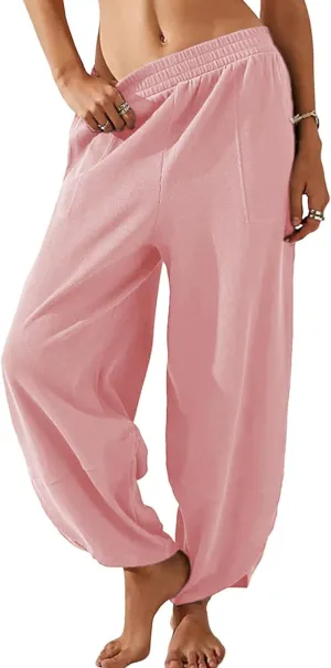 Dokotoo Womens Wide Leg High Waisted Stretch Quick Dry Lightweight Womens Pants with Pockets Loose Casual Lounge Pants