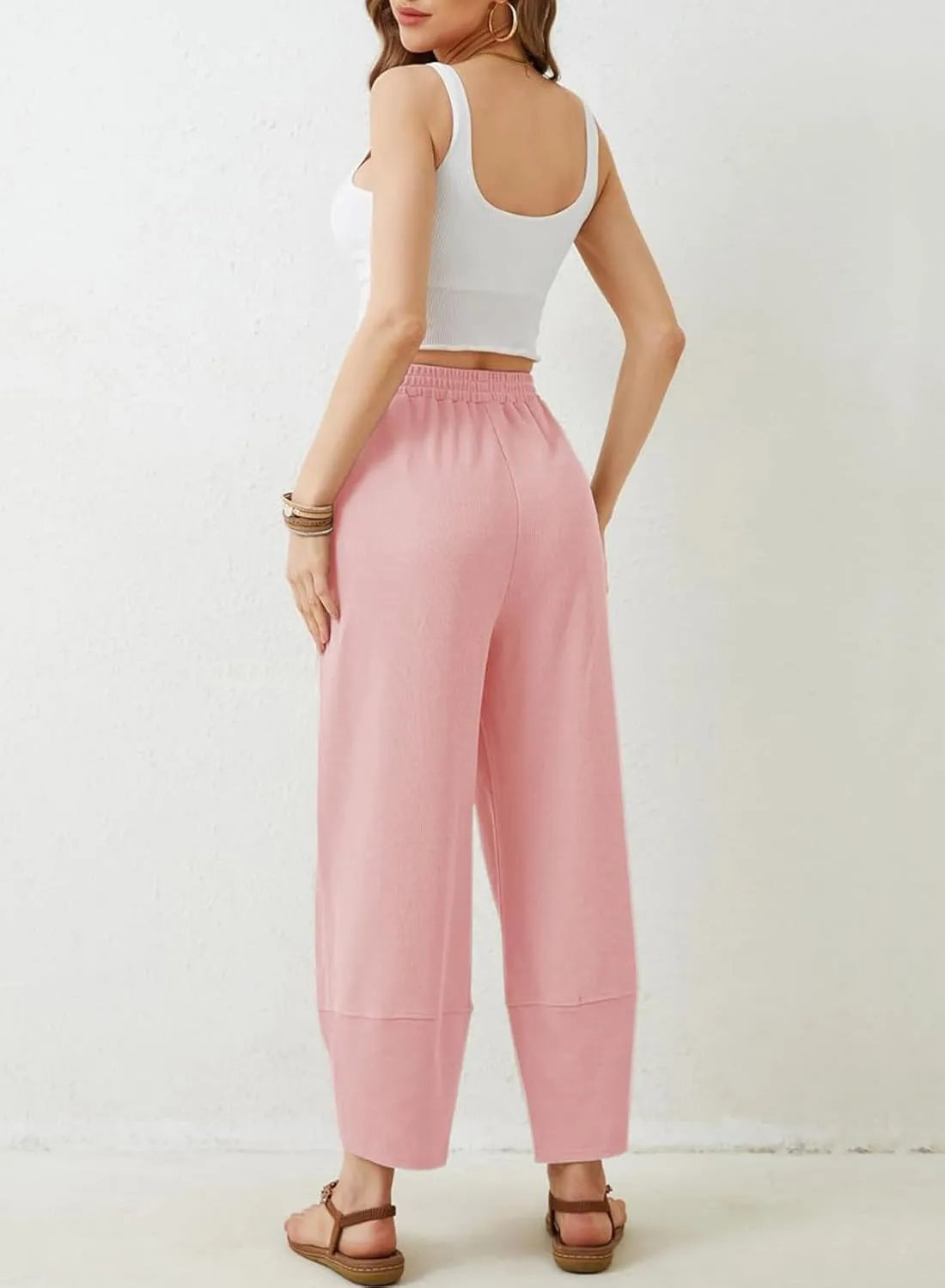 Dokotoo Womens Wide Leg High Waisted Stretch Quick Dry Lightweight Womens Pants with Pockets Loose Casual Lounge Pants