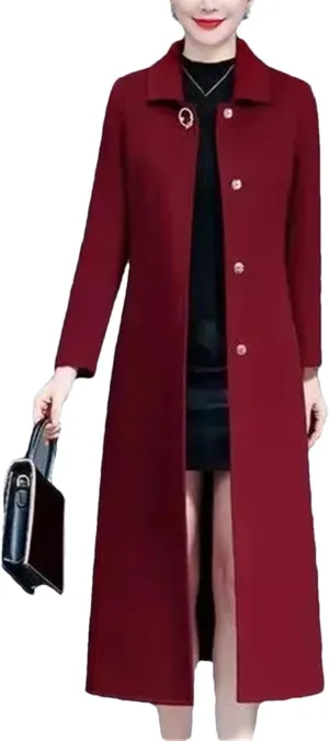 Double Face Cashmere Coat Female Autumn Winter Wool Blended Coats Over The Knee Windbreaker Outerwear