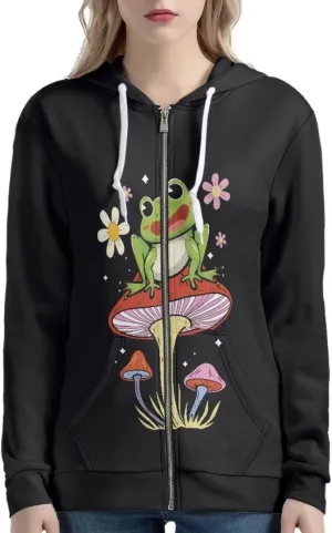 Drawstring Zipper Hooded Sweatshirt for Women Fall Fashion Street Loose Fit Long Sleeve Pullover Tops XS-5XL
