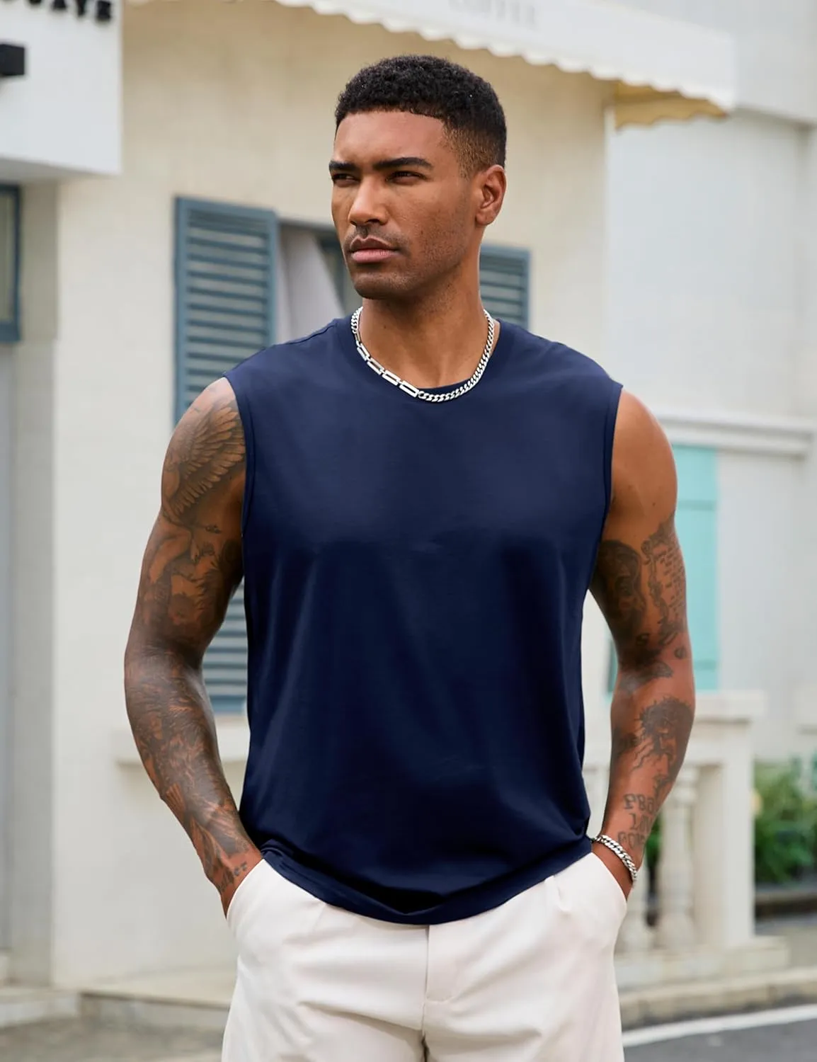 EKLENTSON Men's Tank Tops Sleeveless Workout Muscle Running Tees Lightweight Cotton Soft Summer Beach Causual Tank Shirts