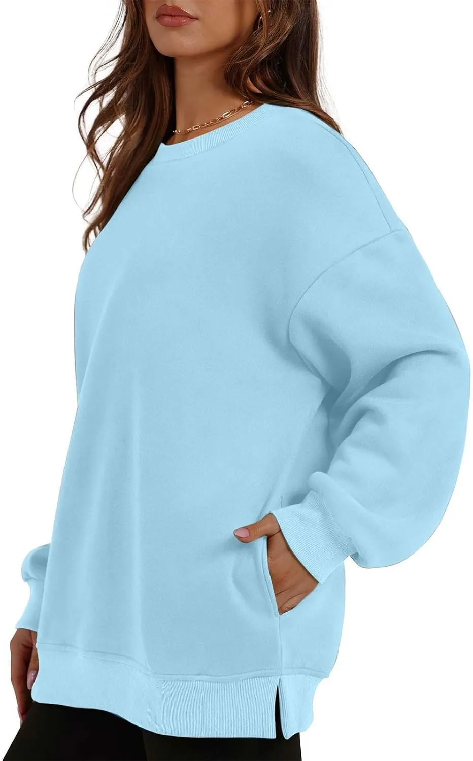 Fall Fashion For Women 2024 Oversized Long Sleeve Crewneck Sweatshirt Fleece Pullover Tops With Pockets Warm Outfits