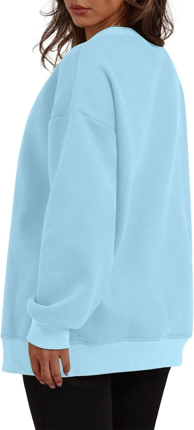 Fall Fashion For Women 2024 Oversized Long Sleeve Crewneck Sweatshirt Fleece Pullover Tops With Pockets Warm Outfits