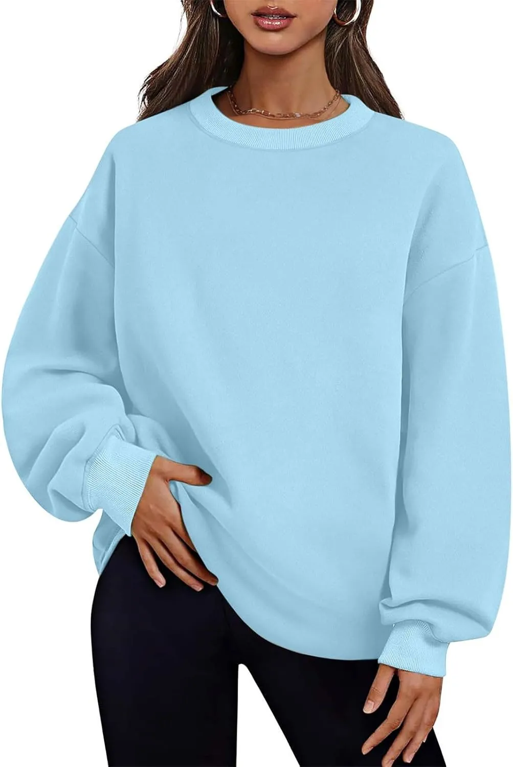 Fall Fashion For Women 2024 Oversized Long Sleeve Crewneck Sweatshirt Fleece Pullover Tops With Pockets Warm Outfits