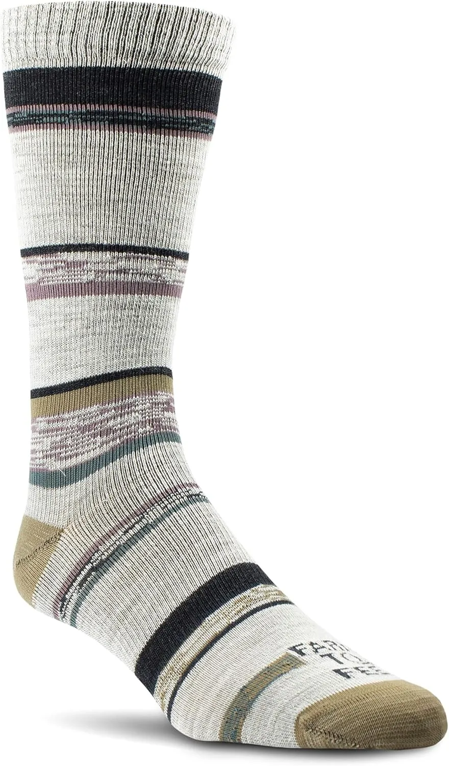 FARM TO FEET 8568 Unisex King No Cushion Merino Wool Crew Socks
