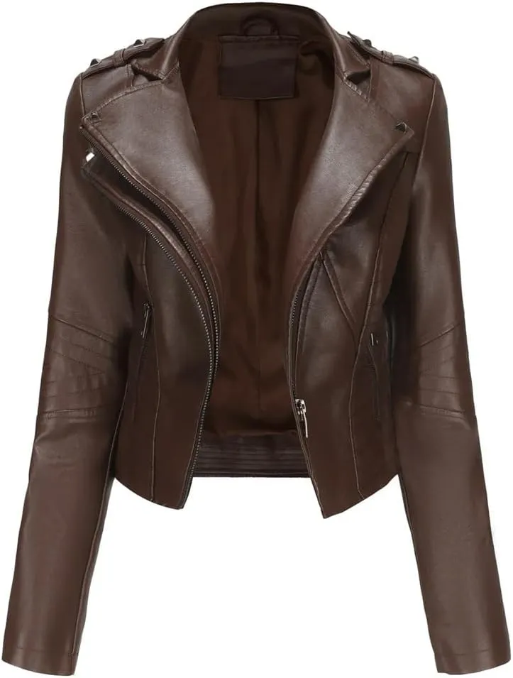 Faux Leather Jacket Women Autumn Winter Moto Biker Jacket for Women Autumn Coats