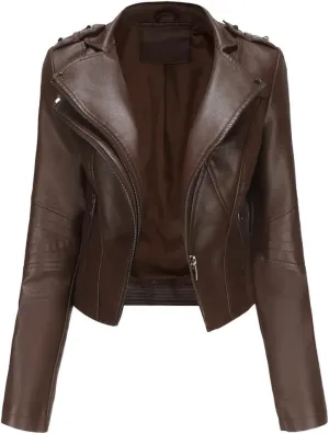 Faux Leather Jacket Women Autumn Winter Moto Biker Jacket for Women Autumn Coats