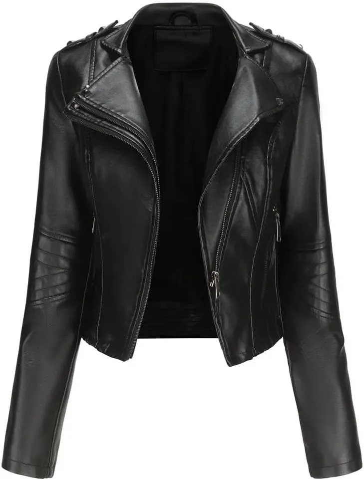 Faux Leather Jacket Women Autumn Winter Moto Biker Jacket for Women Autumn Coats