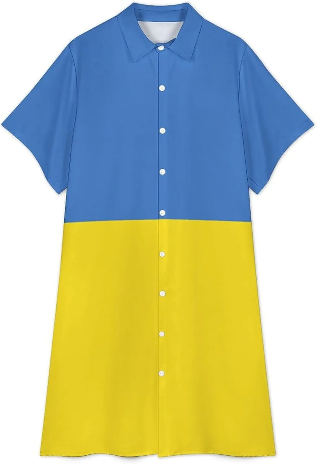 Flag Womens Summer Midi Short Sleeve Button Down Shirt Dress Stylish Beach Cover Up Dress
