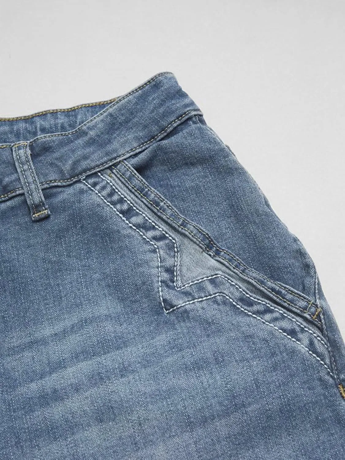Flamingals Wide Leg Jeans for Women Mid Waist Baggy Stitch Decor Denim Washed Pants Without Belt