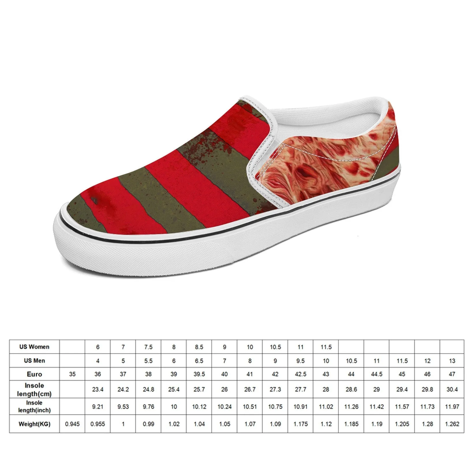 Freddy's Sneaks - Krueger Burns | Horror Freak Slip-on Sneakers