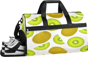 Fruits Kiwifruit Sports Gym Bag with Wet Pocket & Shoes Compartment Waterproof Workout Duffel Bag for Women and Men Weekender Overnight Duffle Bag Travel Carry-on Tote