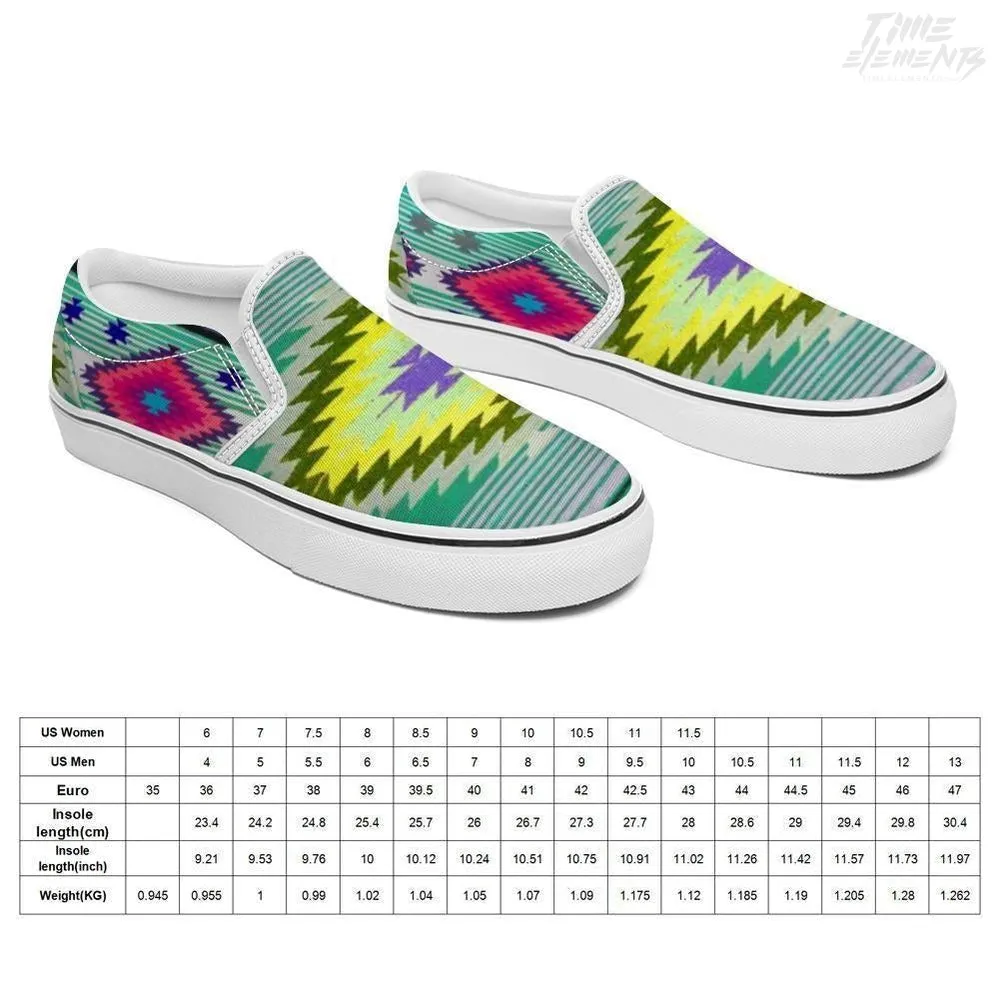Funky Shaman Aqua Lime | Native American Shoes | Slip-on Sneakers