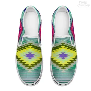 Funky Shaman Aqua Lime | Native American Shoes | Slip-on Sneakers