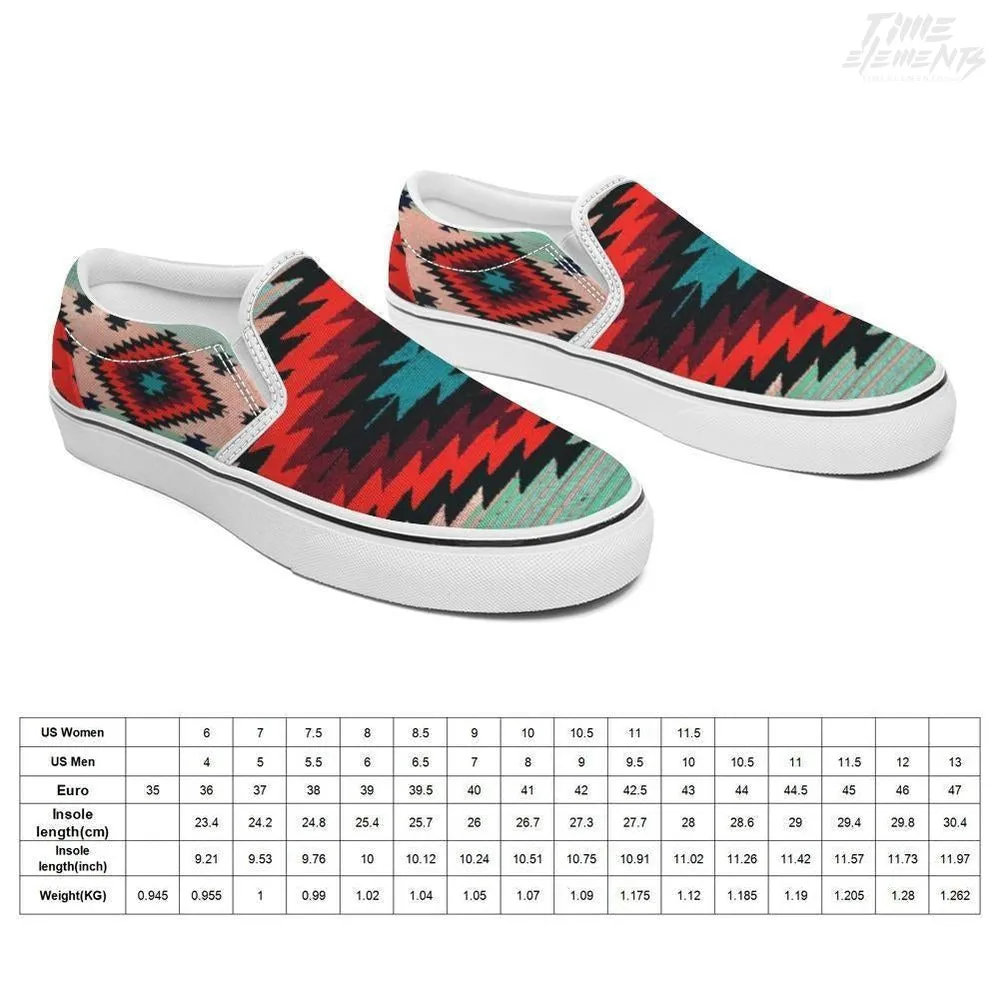 Funky Shaman Aqua Orange | Native American Shoes | Slip-on Sneakers
