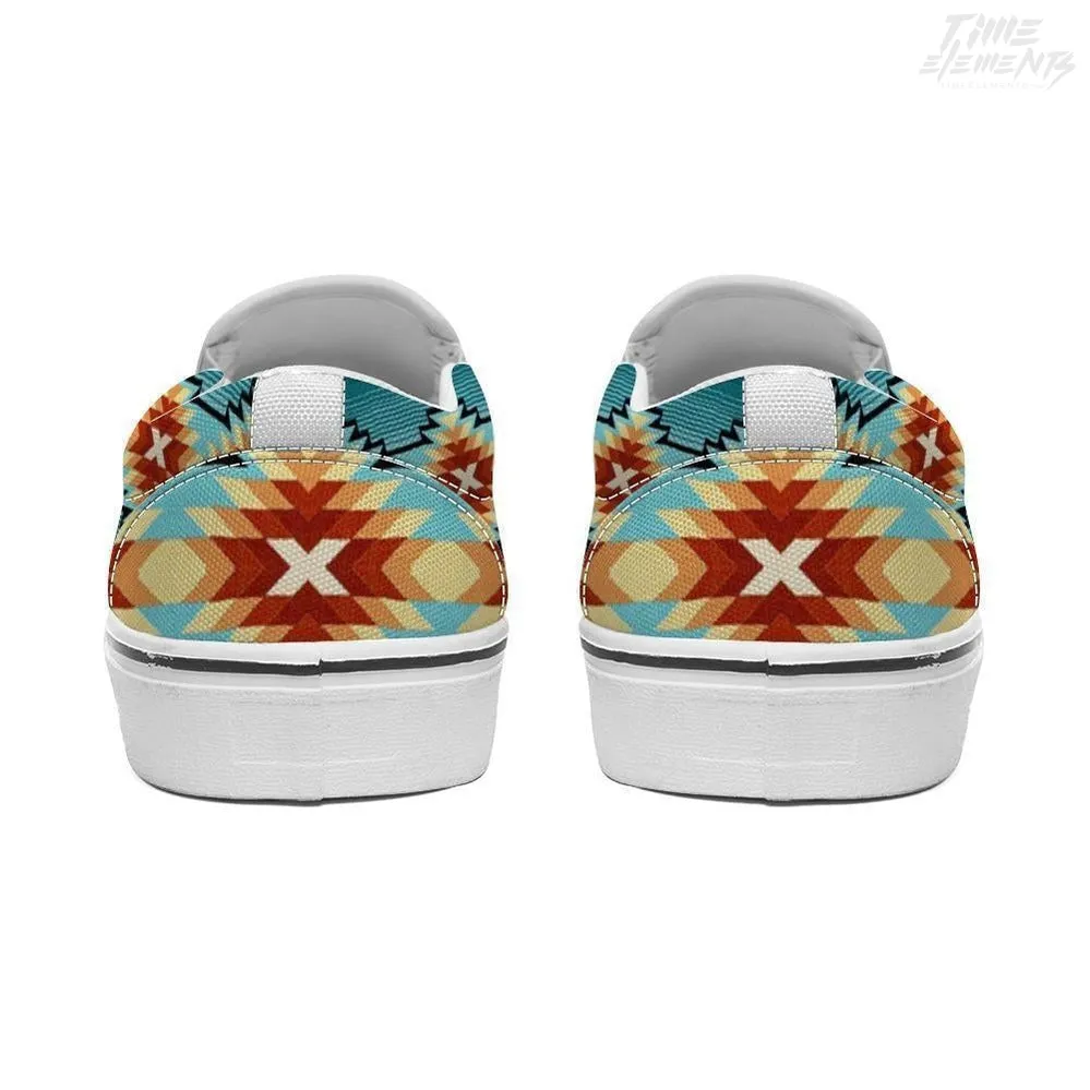 Funky Shaman Blue Sienna - Native American Shoes |  Slip-on Sneakers