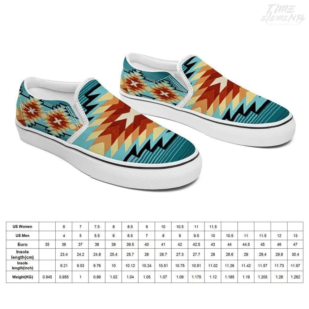 Funky Shaman Blue Sienna - Native American Shoes |  Slip-on Sneakers