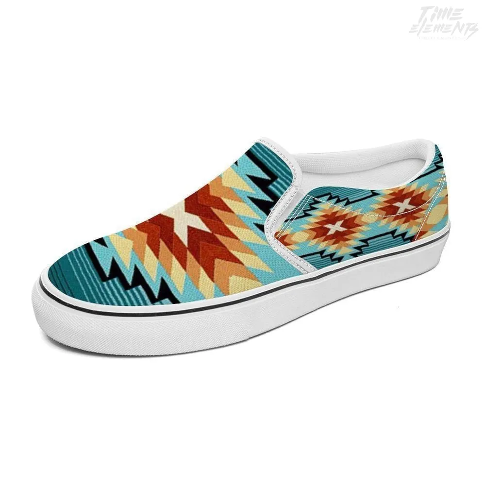 Funky Shaman Blue Sienna - Native American Shoes |  Slip-on Sneakers