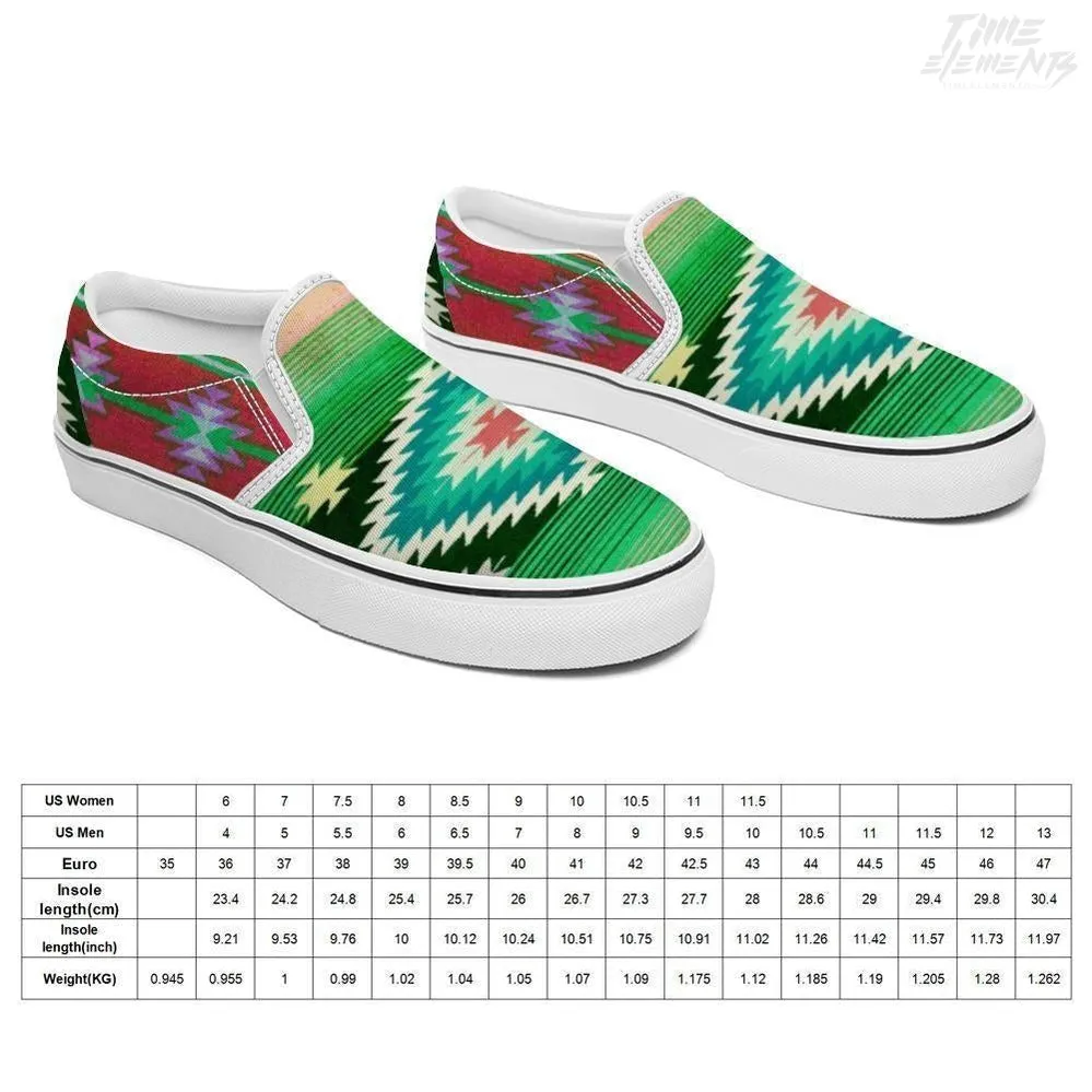 Funky Shaman Magenta Green - Native American Shoes | Slip-on Sneakers
