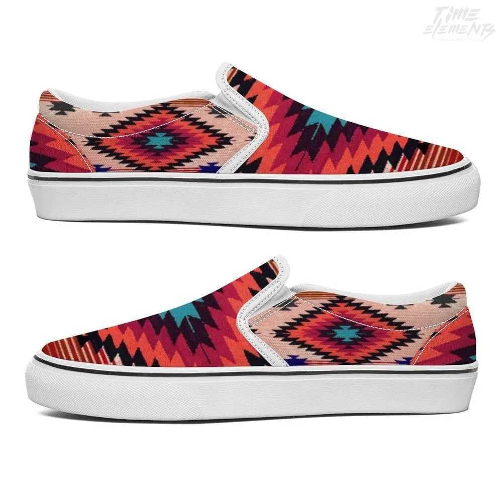 Funky Shaman Magenta Neon Orange - Native American Shoes | Slip-on Sneakers