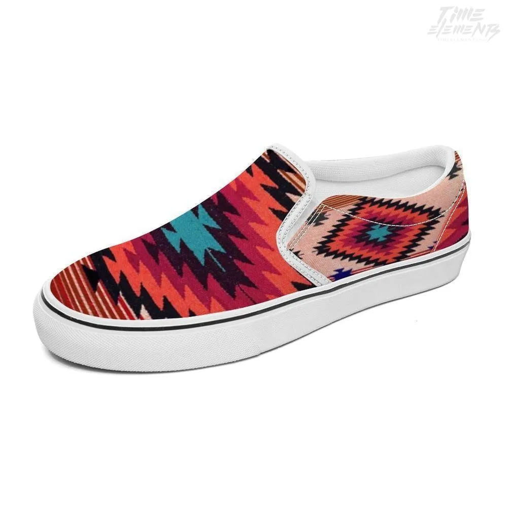 Funky Shaman Magenta Neon Orange - Native American Shoes | Slip-on Sneakers
