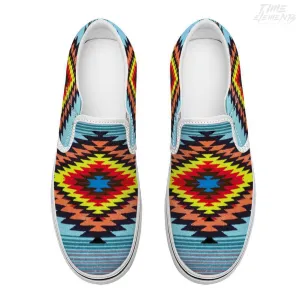 Funky Shaman Yellow Red Blue - Native American Shoes / Slip-on Sneakers