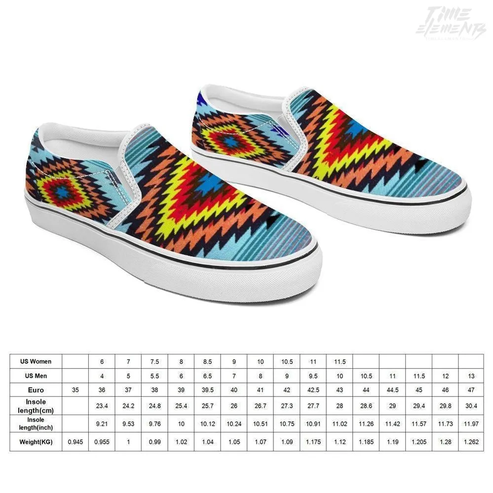 Funky Shaman Yellow Red Blue - Native American Shoes / Slip-on Sneakers
