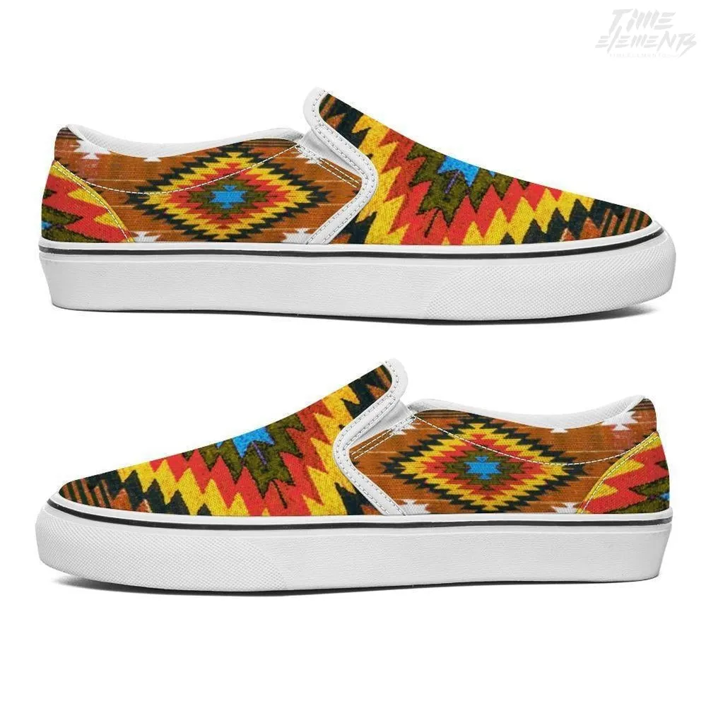 Funky Shaman Yellow Sienna | Native American Slip-on Sneakers
