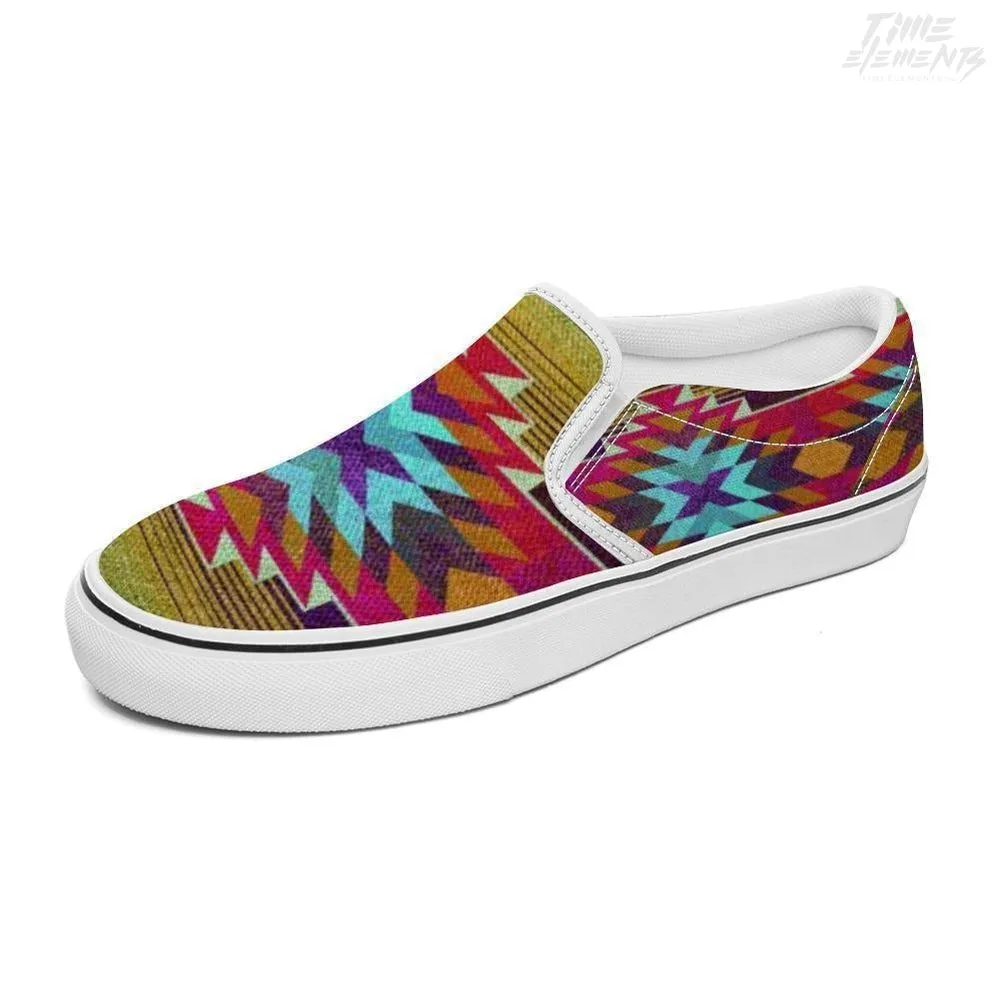 Funky Shamanic Turquoise Sienna - Native American Shoes / Slip-on Sneakers