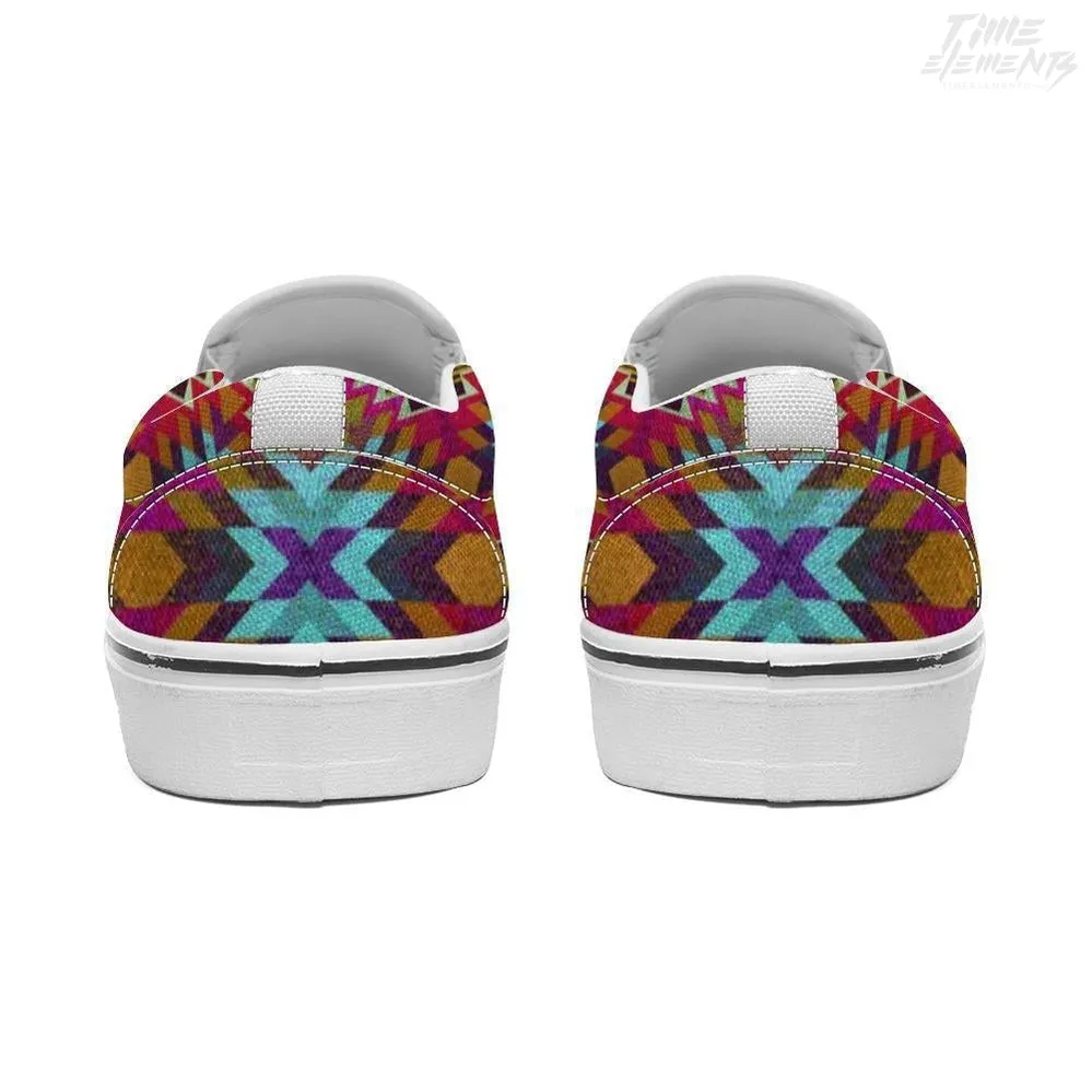 Funky Shamanic Turquoise Sienna - Native American Shoes / Slip-on Sneakers