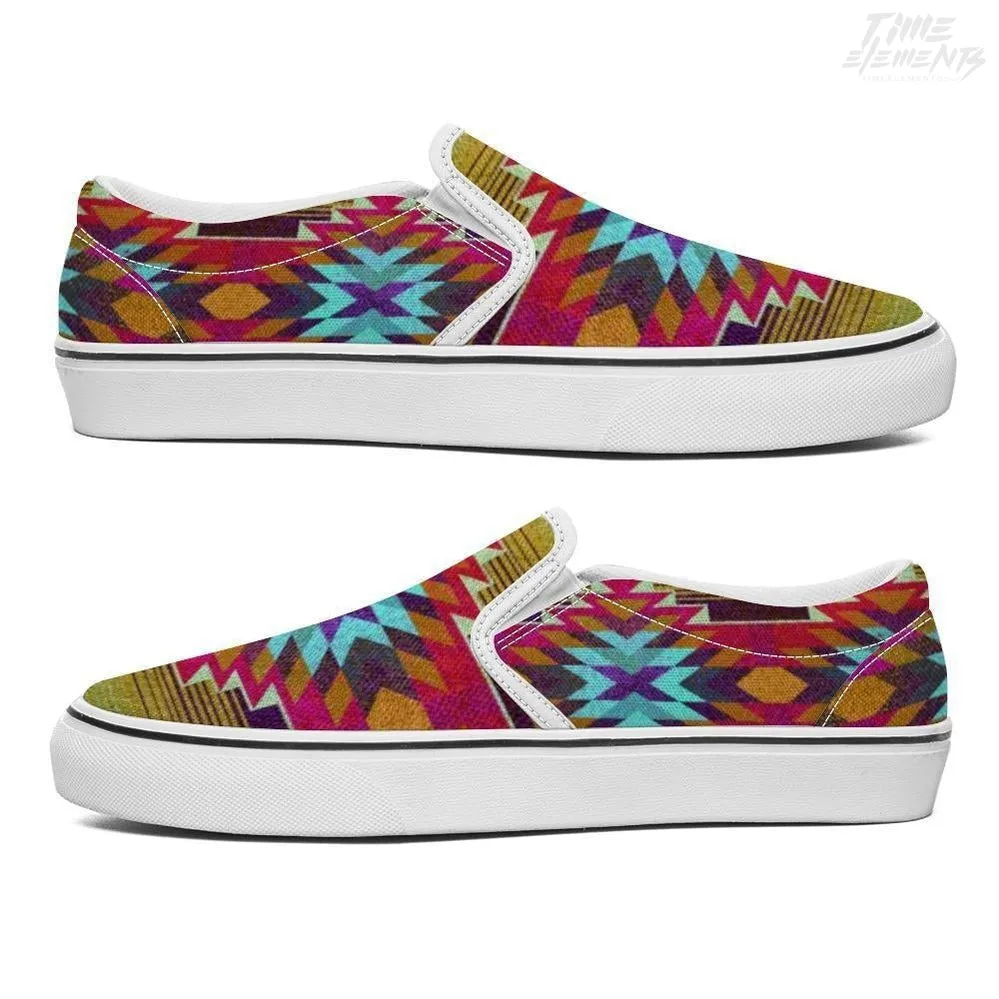 Funky Shamanic Turquoise Sienna - Native American Shoes / Slip-on Sneakers