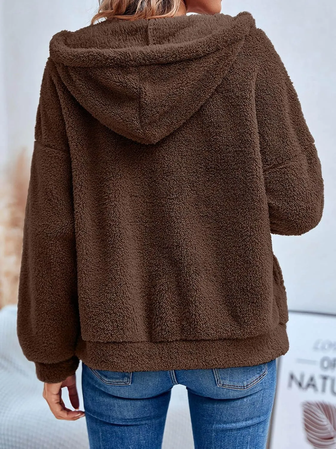 GAMISOTE Womens Fuzzy Sherpa Fleece Jacket Zip Up Oversized Winter Warm Sweatshirt Hoodies 2024