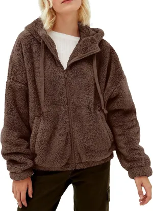GAMISOTE Womens Fuzzy Sherpa Fleece Jacket Zip Up Oversized Winter Warm Sweatshirt Hoodies 2024