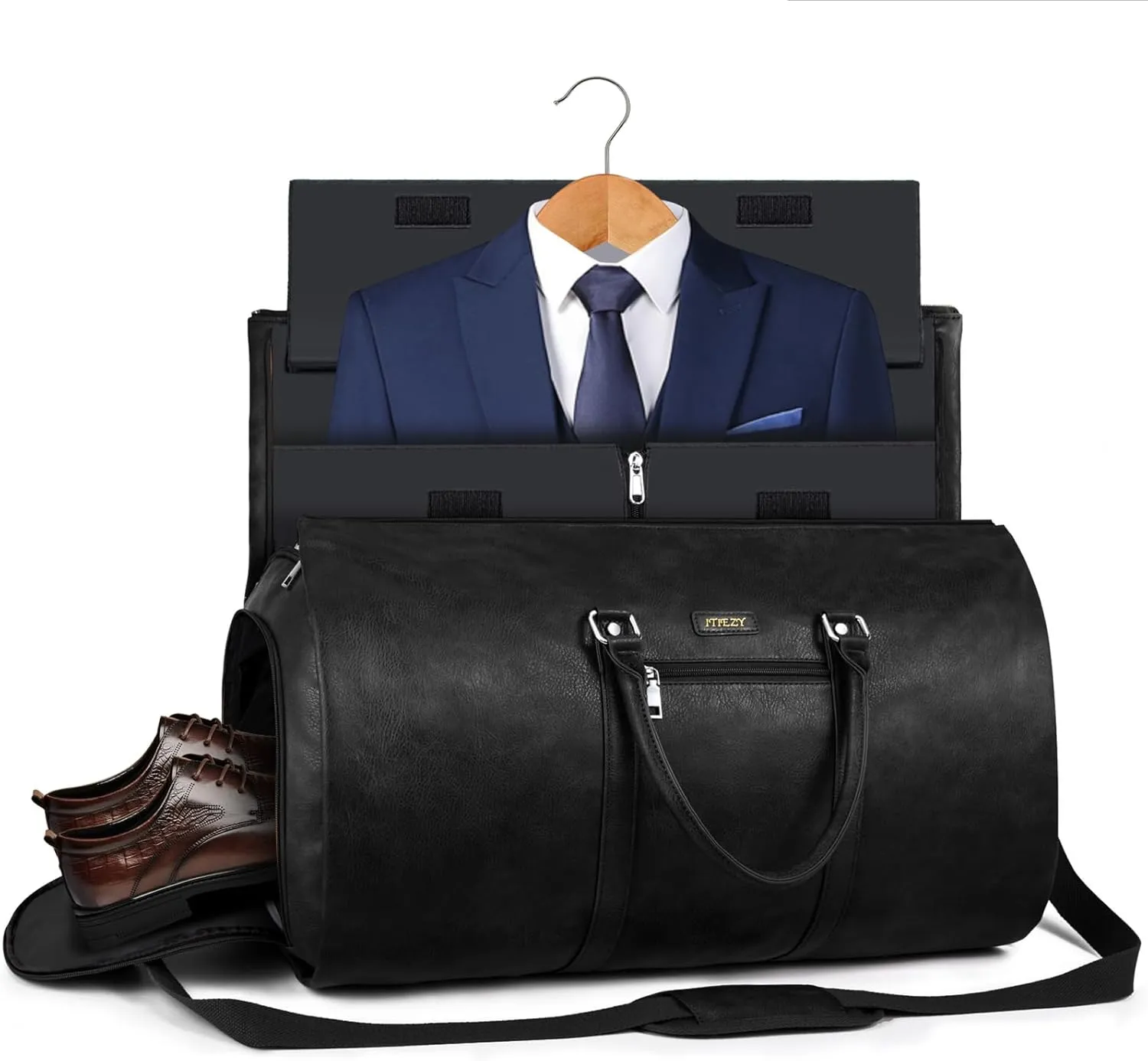 Garment Bag for Travel, Convertible Carry on Garment Duffel Bag for Men 3Pcs Weekender Bag 2 in 1 Hanging Suitcase Suit Bag, C2-Black-1pc