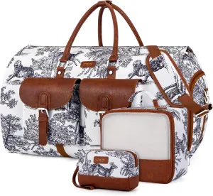 Garment Duffle Bag for Travel - Convertible Carry on Garment Duffel Travel Bag for Women Men Large Weekender Bag with Shoes Pouch 2 in 1 Hanging Suit Travel Duffel Bag 3pcs Set, Multicolor, Large