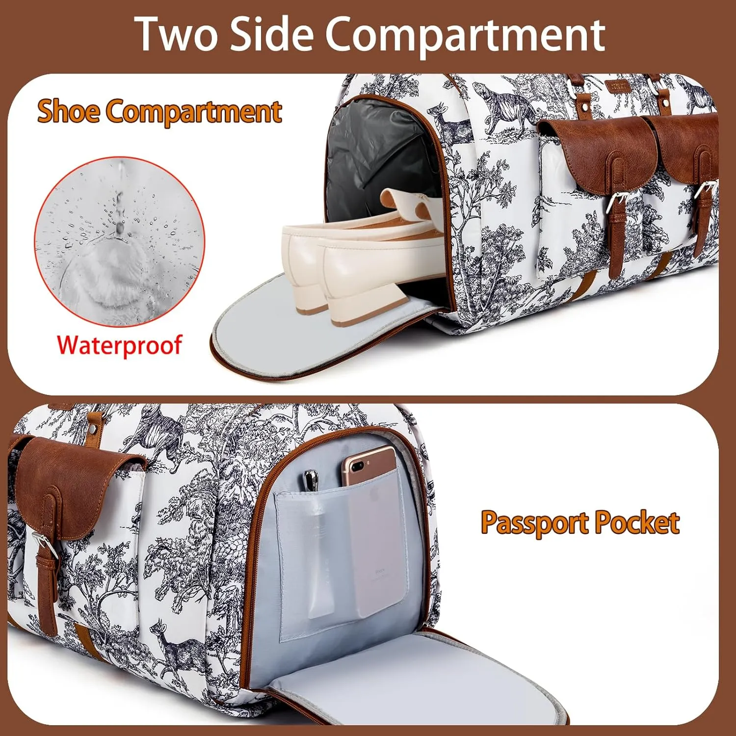 Garment Duffle Bag for Travel - Convertible Carry on Garment Duffel Travel Bag for Women Men Large Weekender Bag with Shoes Pouch 2 in 1 Hanging Suit Travel Duffel Bag 3pcs Set, Multicolor, Large