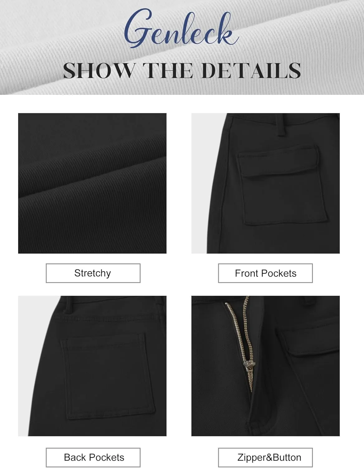 Genleck Wide Leg Jeans for Women Trendy High Waisted Boyfriend Stretchy Straight Cropped Pants with Patch Pockets