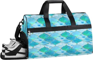 Geometry Pattern Sports Gym Bag with Wet Pocket & Shoes Compartment Waterproof Workout Duffel Bag for Women and Men Weekender Overnight Duffle Bag Travel Carry-on Tote