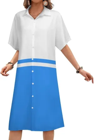 Ghana Flag Womens Button Down Shirt Dresses Cute Button Up Short Sleeve Blouse Tops