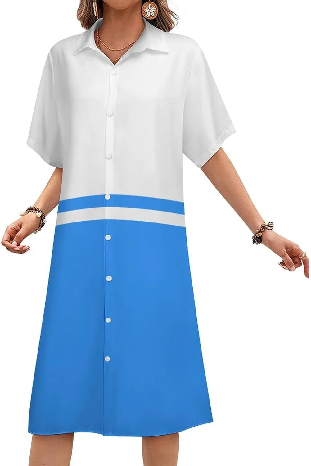Ghana Flag Womens Button Down Shirt Dresses Cute Button Up Short Sleeve Blouse Tops