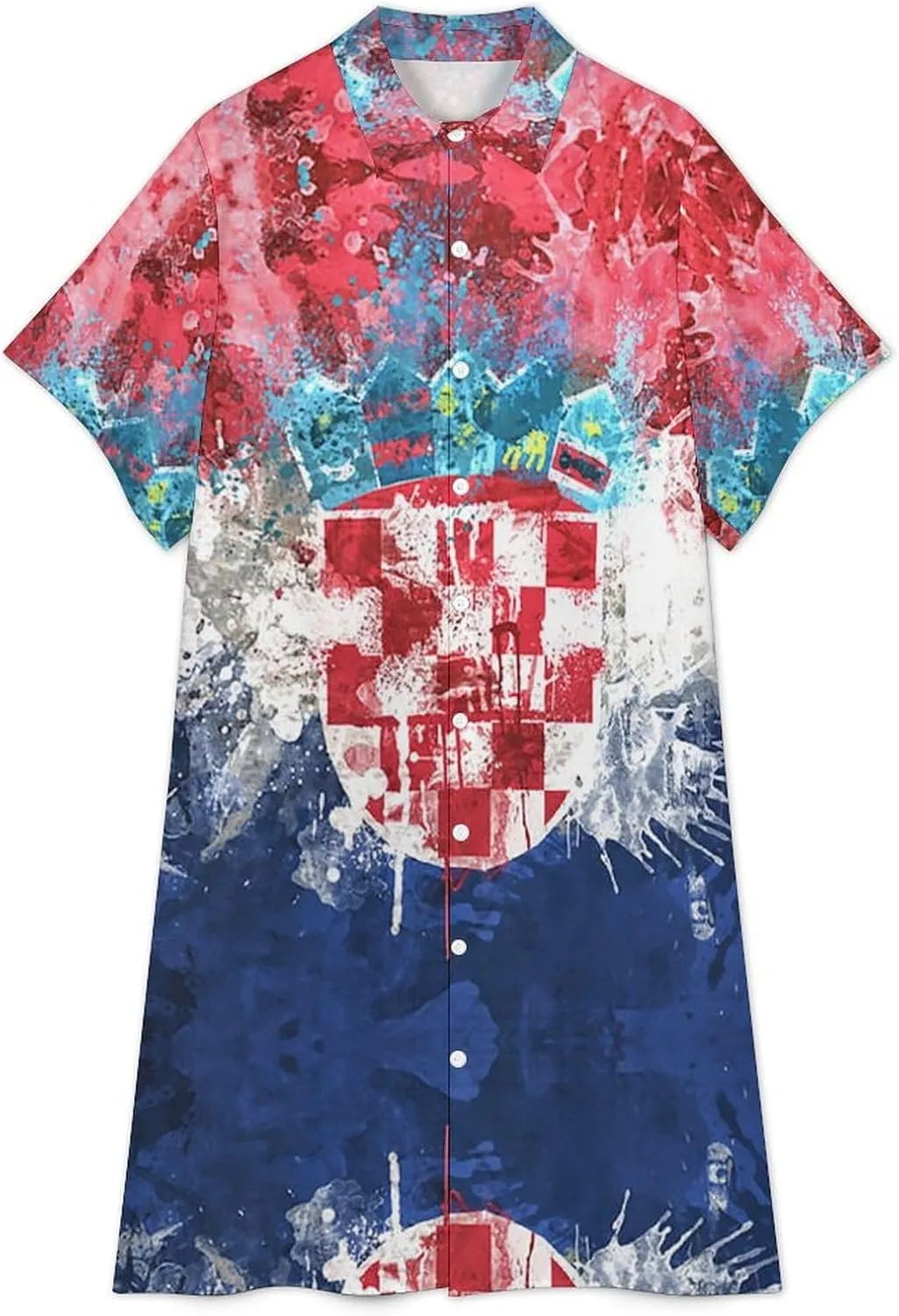 Ghana Flag Womens Button Down Shirt Dresses Cute Button Up Short Sleeve Blouse Tops