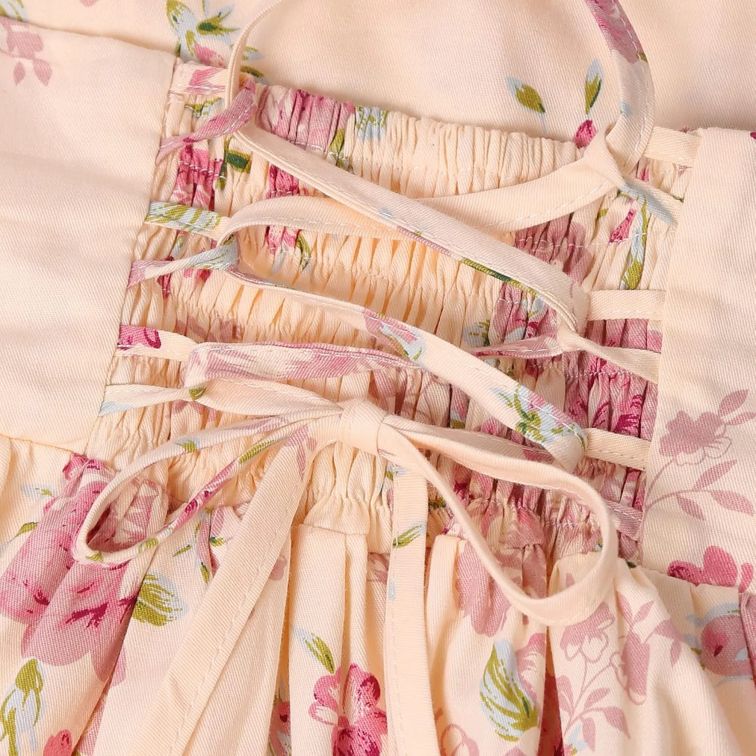 Girls Dress Toddler Girl Floral Print Dress Summer Knee Length Ruffle Halter Sleeveless Kids Casual Beach Tea Party Dresses