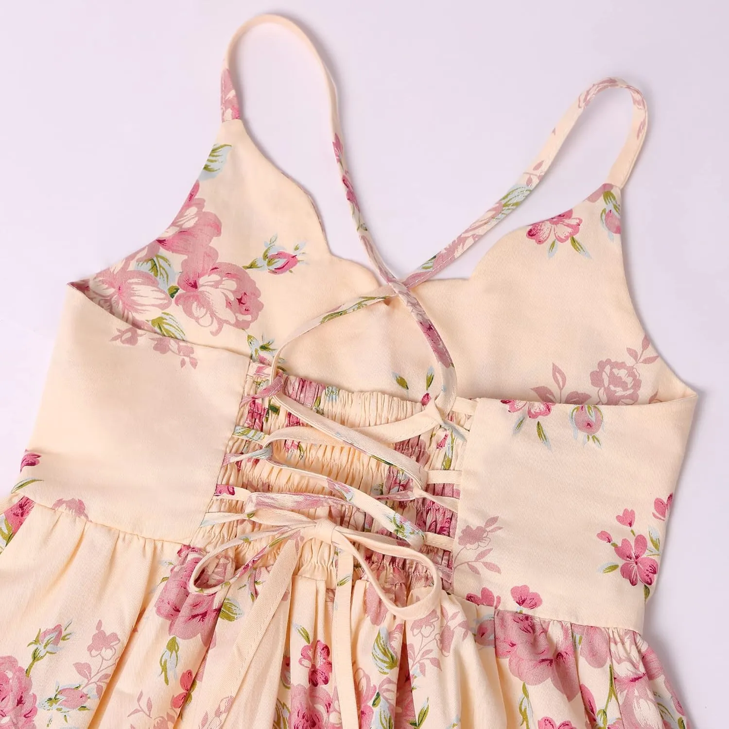 Girls Dress Toddler Girl Floral Print Dress Summer Knee Length Ruffle Halter Sleeveless Kids Casual Beach Tea Party Dresses