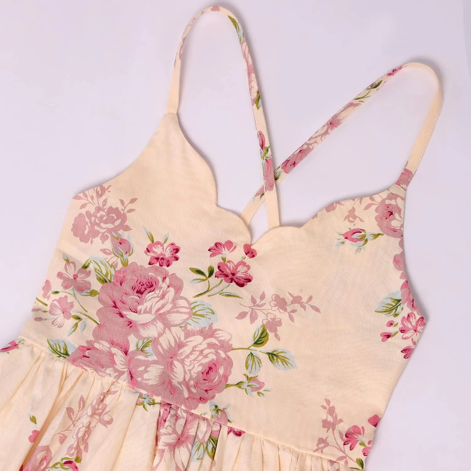 Girls Dress Toddler Girl Floral Print Dress Summer Knee Length Ruffle Halter Sleeveless Kids Casual Beach Tea Party Dresses