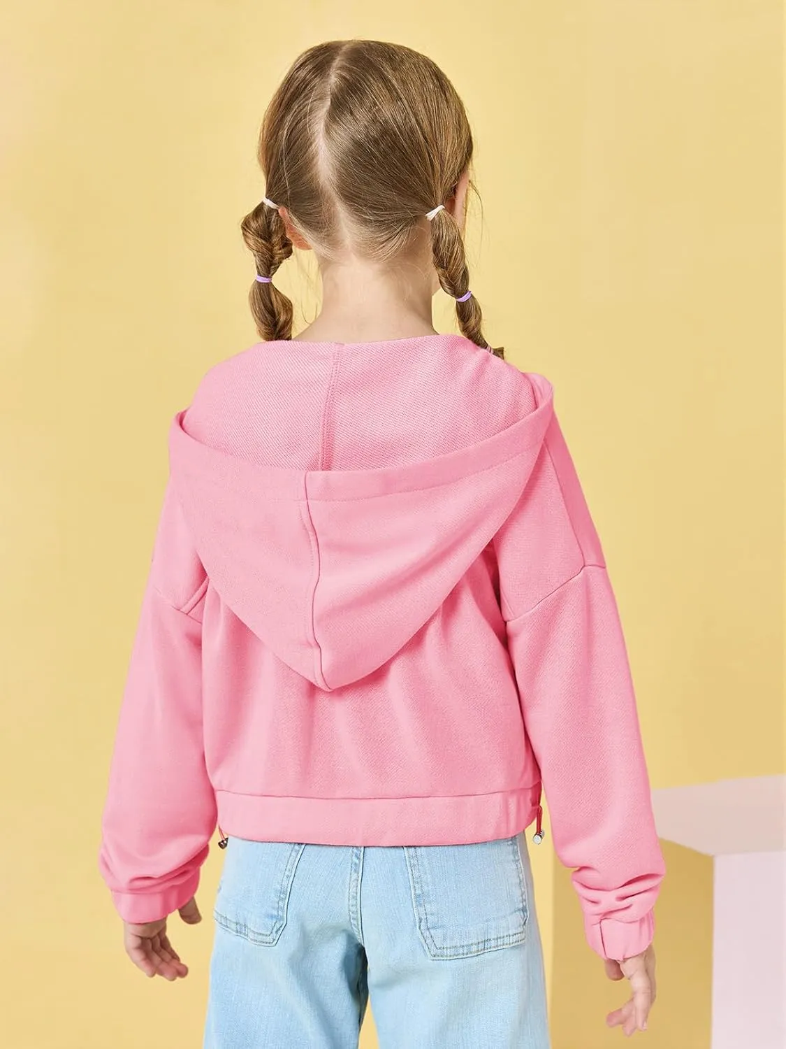 Girls Half Zip Up Hoodies Kids Fashion Loose Hooded Sweatshirts with Pockets 3-14 Years