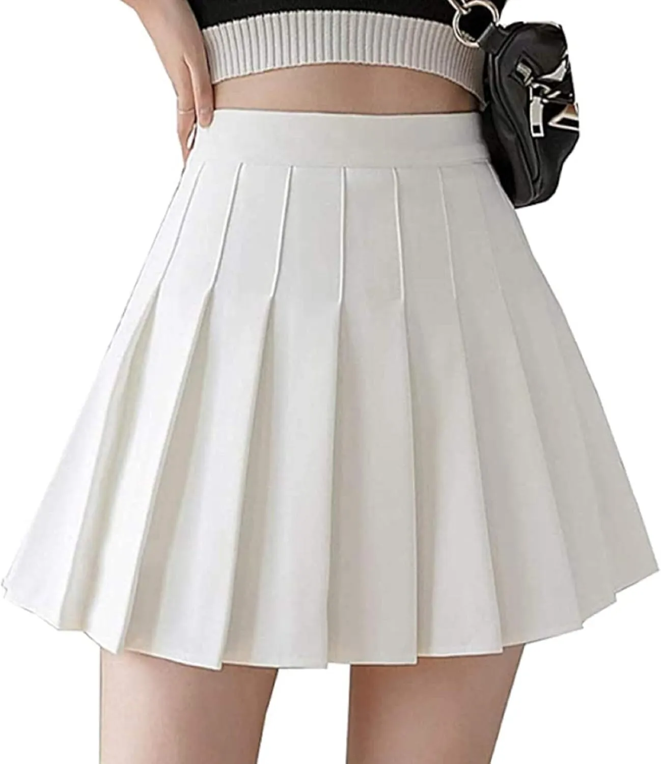 Girls Womens High Waisted Pleated Skater Tennis Skirt School Uniform Skirts with Lining Shorts