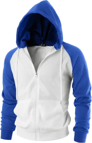 GIVON Men's Zip Up Hoodie Lightweight Baseball Raglan Hooded Sweatshirt