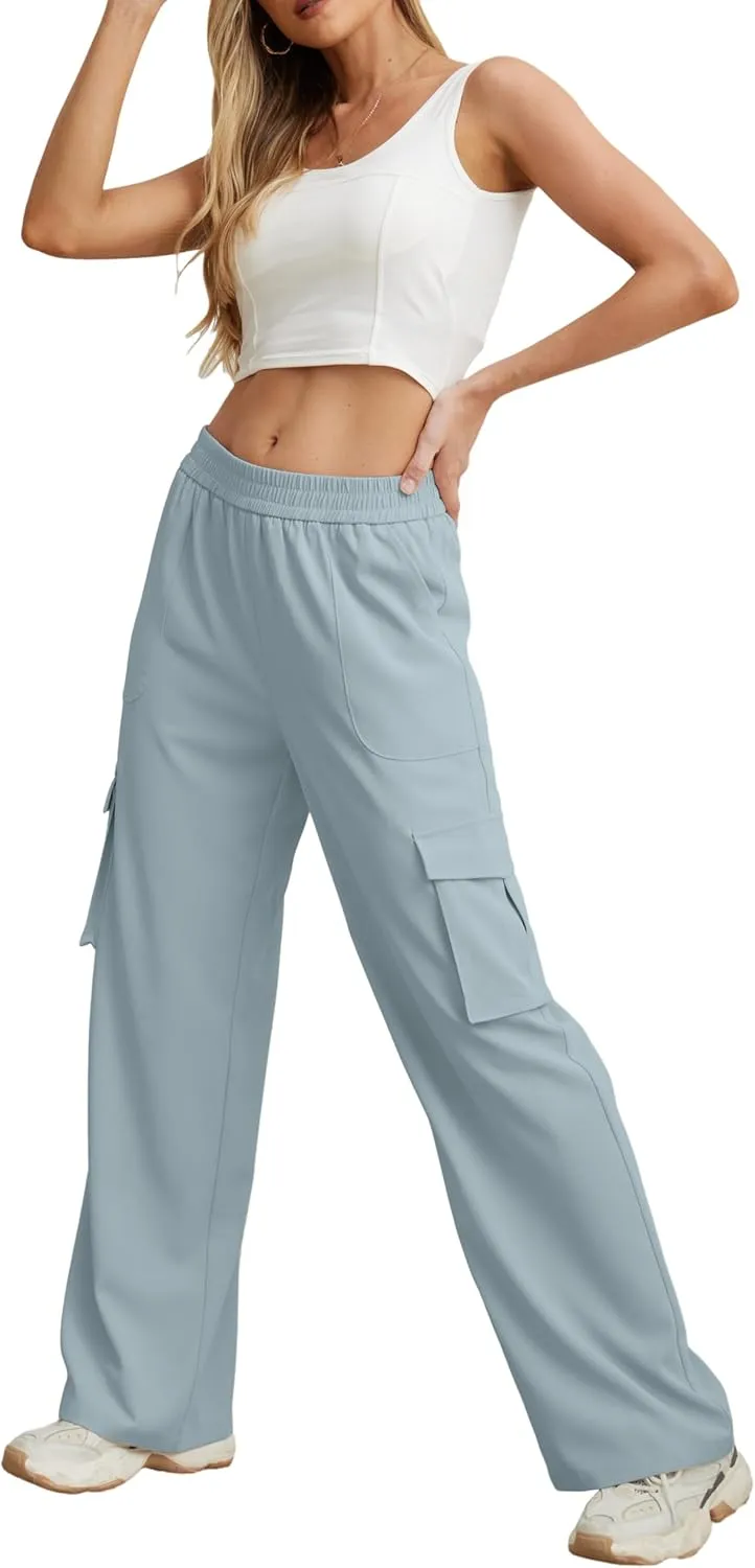 GRECERELLE Cargo Pants Women High Waisted Casual Wide Leg Womens Cargo Pants Baggy Y2K Cargos Pants with Pockets